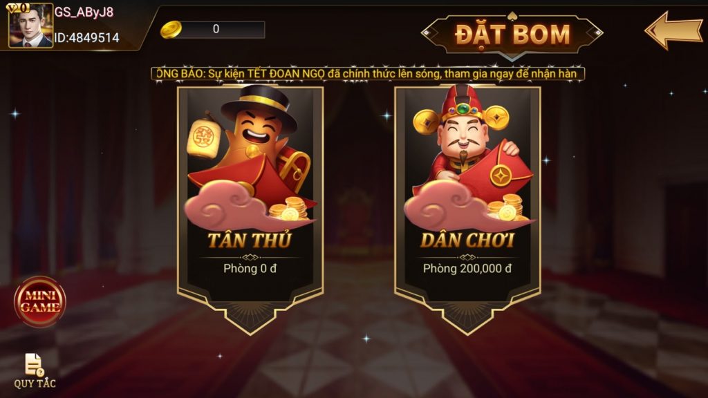 sảnh game đặt bom