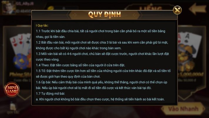 luật chơi game bài liêng