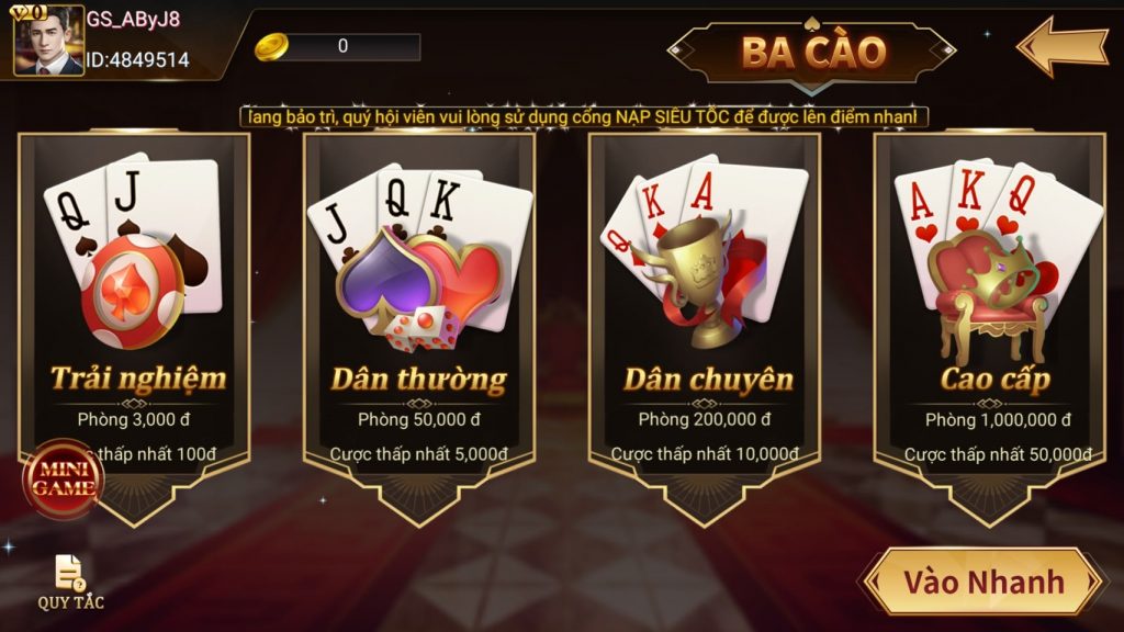 sảnh game bài ba cào NEO79