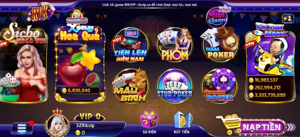 sảnh game bài rikvip đổi thưởng