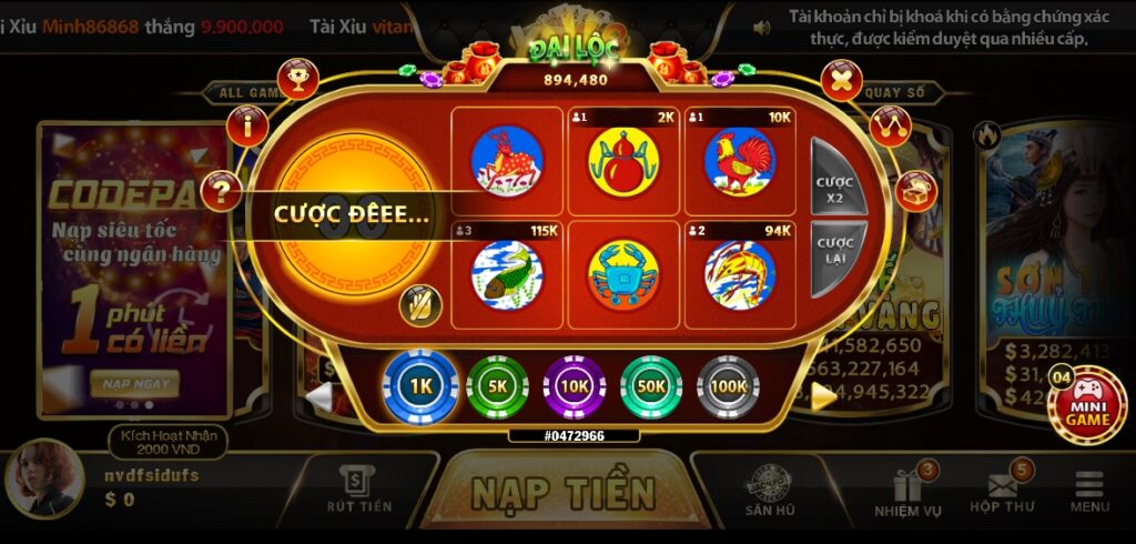 Sảnh cược game bầu cua tại YO88